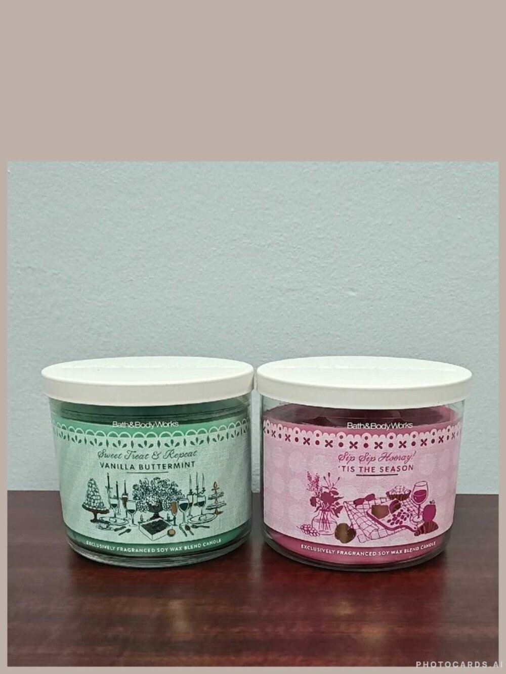 Bath & Body Works 'TIS THE SEASON  & VANILLA BUTTERMINT 3 Wick Candle Bundle